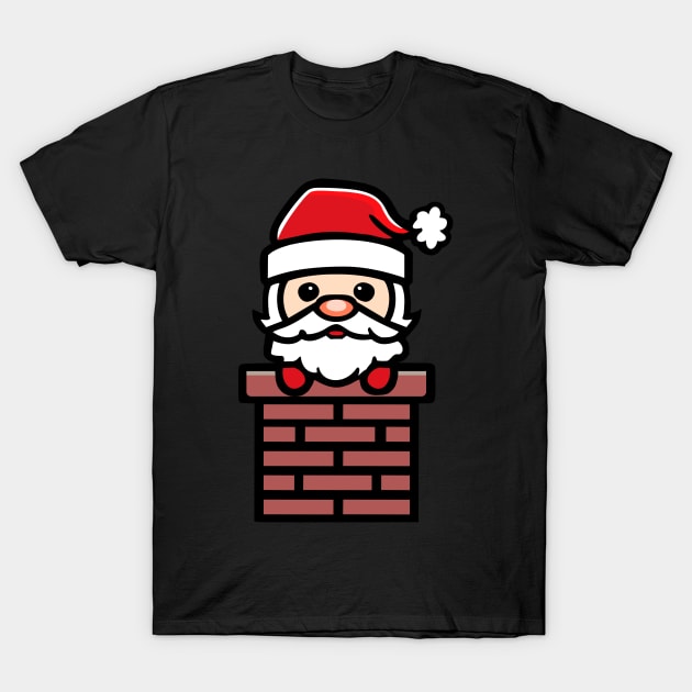 Santa Down the Chimney Cartoon T-Shirt by JaussZ